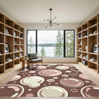 Abstract Brown Floating Bubbles Sphere Art Rug