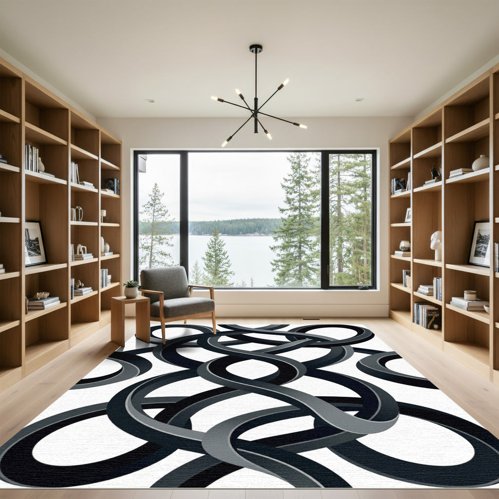 Monochromatic Intertwined Abstract Loops Rug