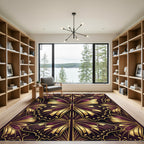 Art Deco Golden Butterfly Plum Rug