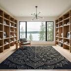 Intricate Metallic Circular Floral Mandala Rug