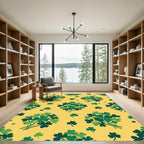 Golden Yellow Green Clover Bouquets Rug