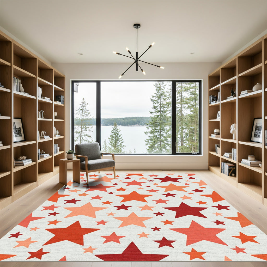 Orange Red Star Cluster Rug