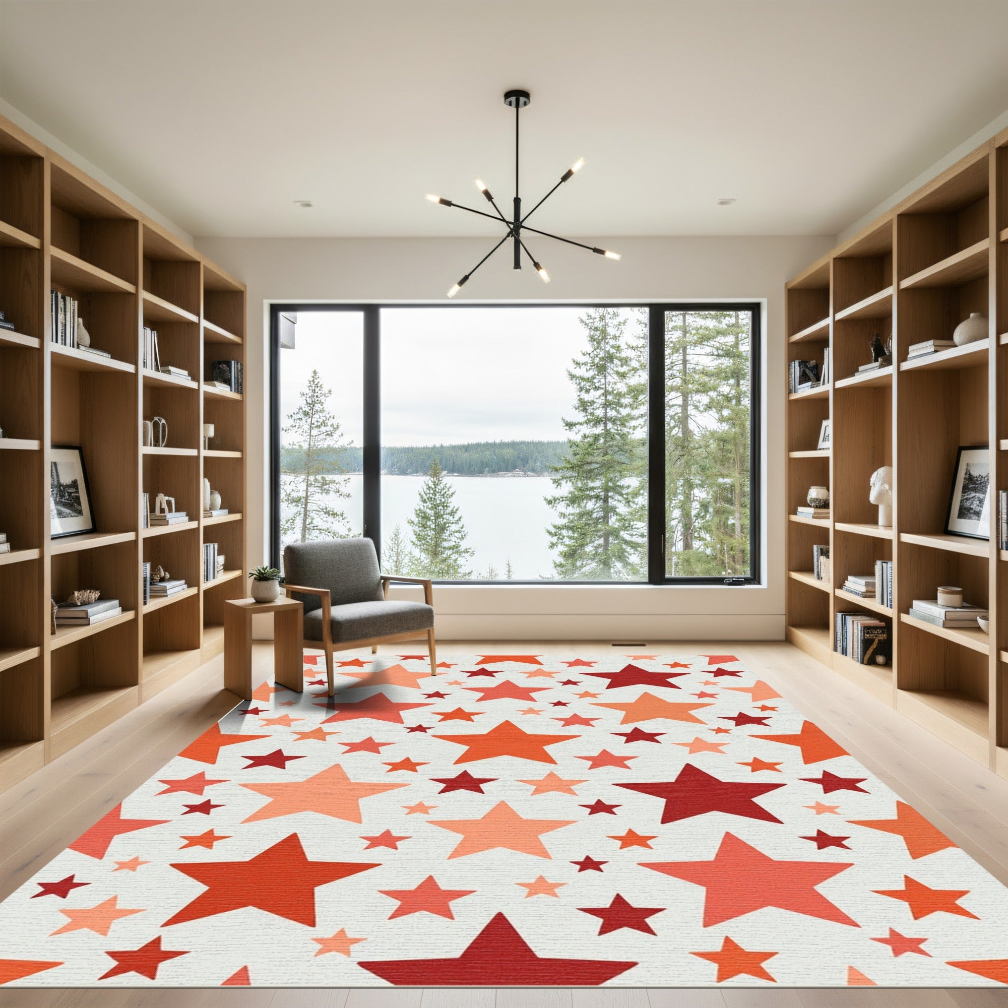 Orange Red Star Cluster Rug