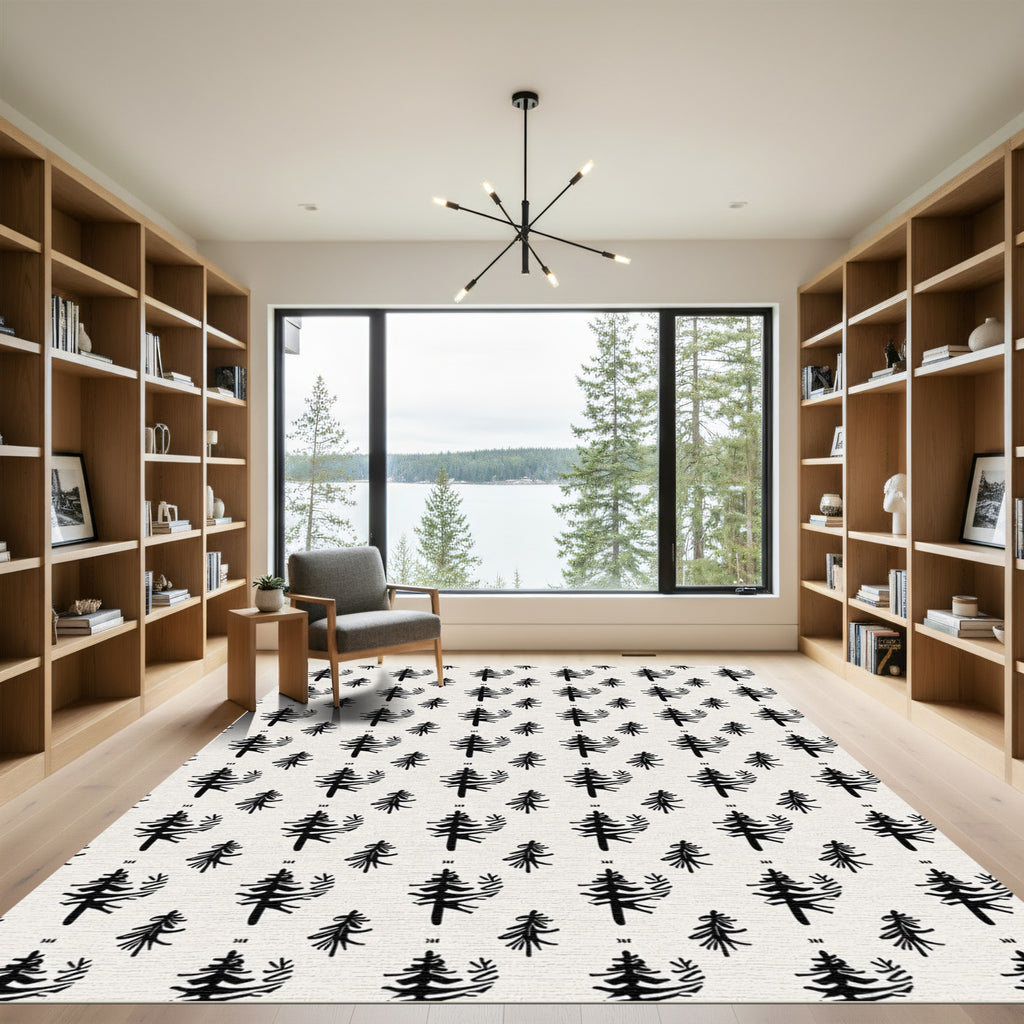 Black Pine Forest Repeating Motif Rug