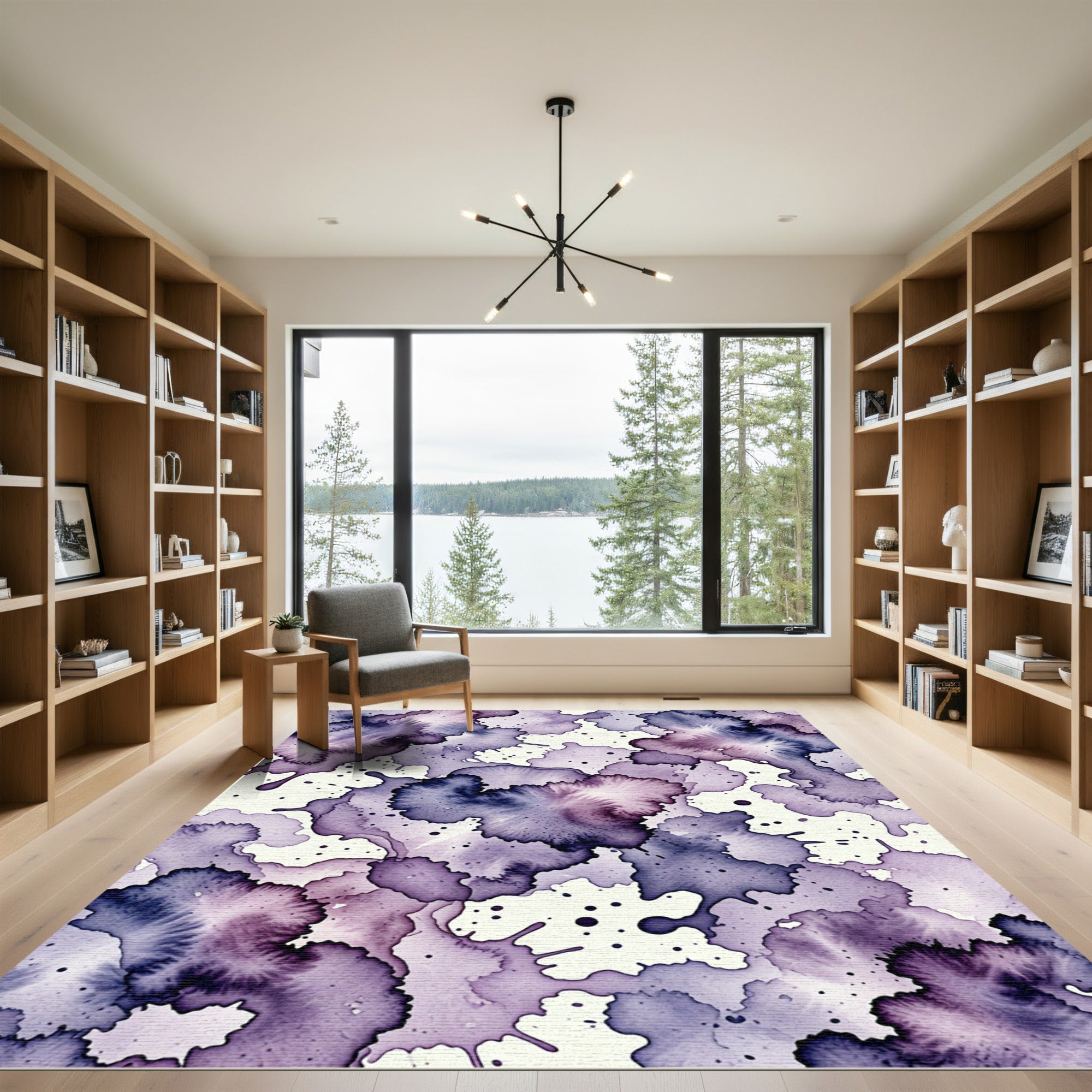 Ethereal Violet Watercolor Ink Blot Rug