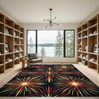 Radiant Red Black Gold Starburst Rug