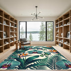 Tropical Orchid Bird Paradise Leaves Rug