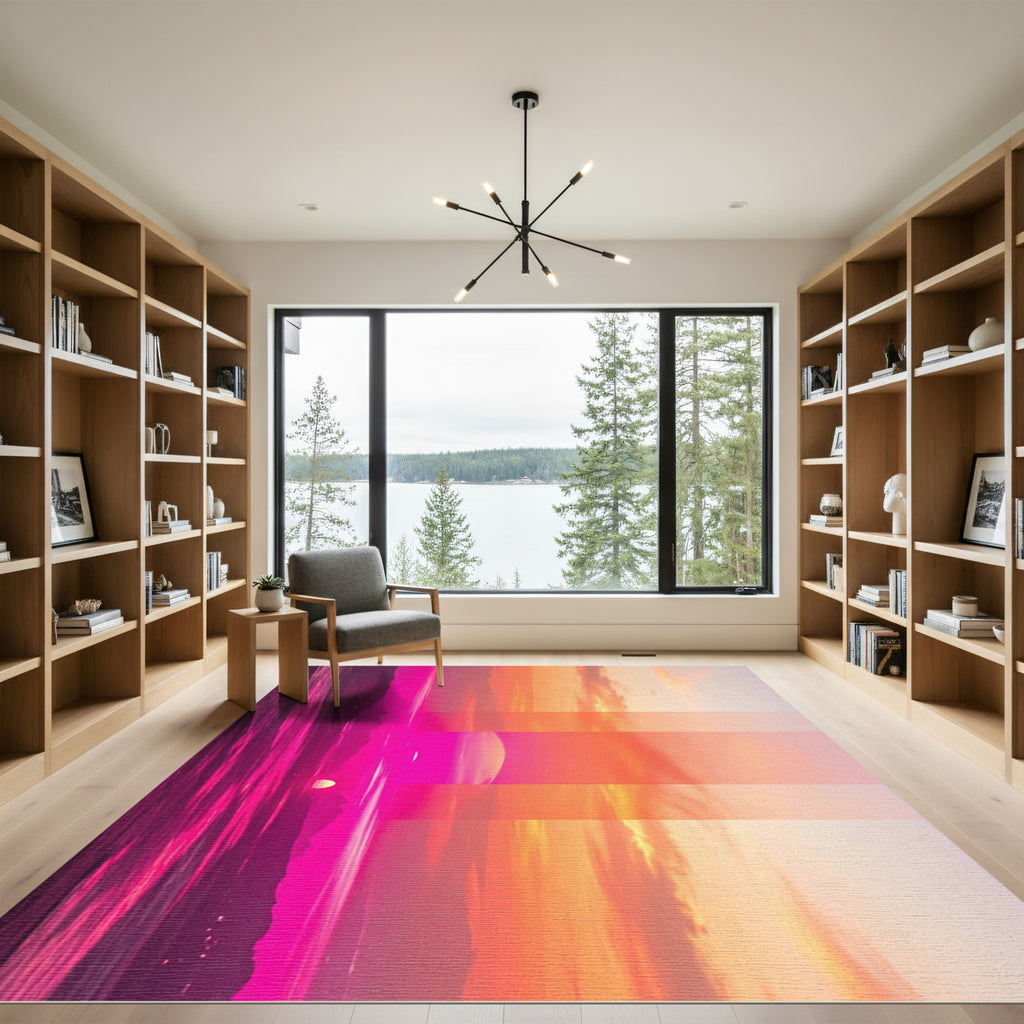 Vibrant Sunset Gradient Abstract Horizon Rug