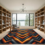 Geometric Chevron Orange and Charcoal Rug