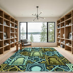 Green Teal Arched Window Foliage Rug