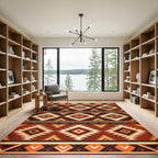 Rustic Terracotta Geometric Diamond Aztec Rug