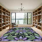 Elegant Purple Passion Flower Botanical Rug