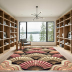 Elegant Pink Gold Fan Arrangement Rug