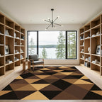Modern Brown Geometric Triangle Rug
