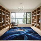 Cosmic Blue Galaxy Nebula Swirl Rug