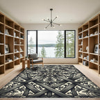 Ornate Wood Lattice Floral Medallion Rug