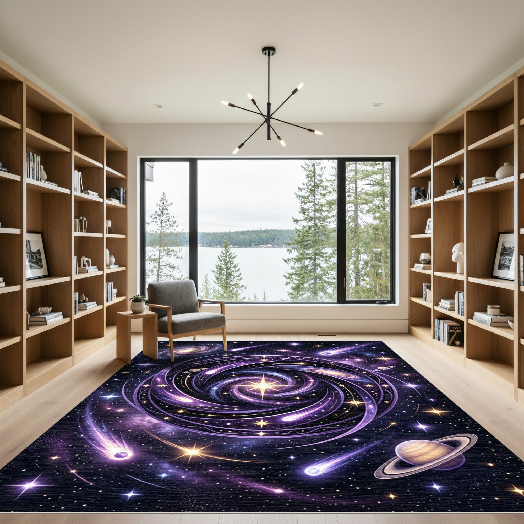 Celestial Purple Spiral Nebula Galaxy Rug