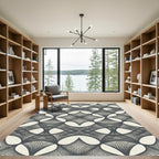 Minimalist Charcoal Interwoven Lattice Rug