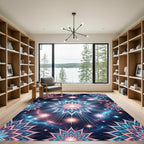 Cosmic Neon Floral Celestial Starry Mandala Rug
