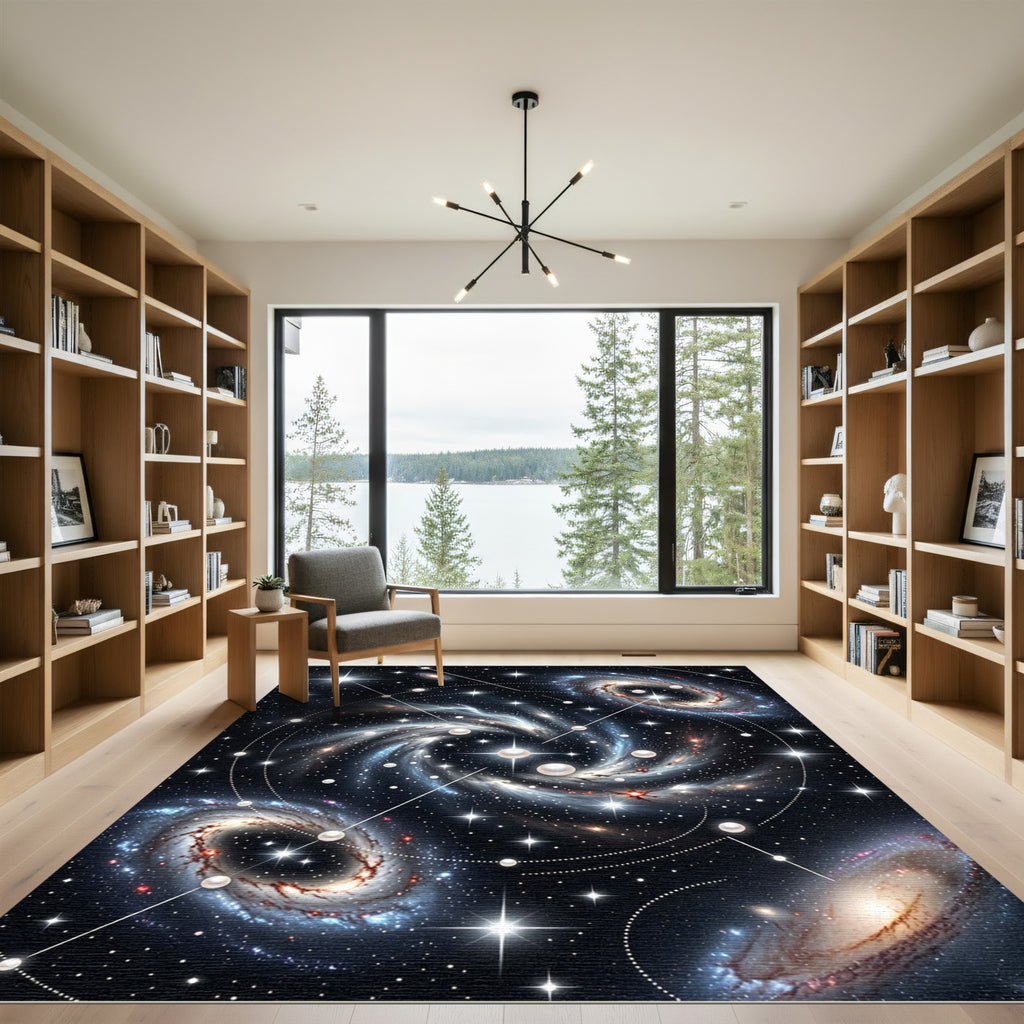 Celestial Spiral Galaxy Pearl Constellation Rug