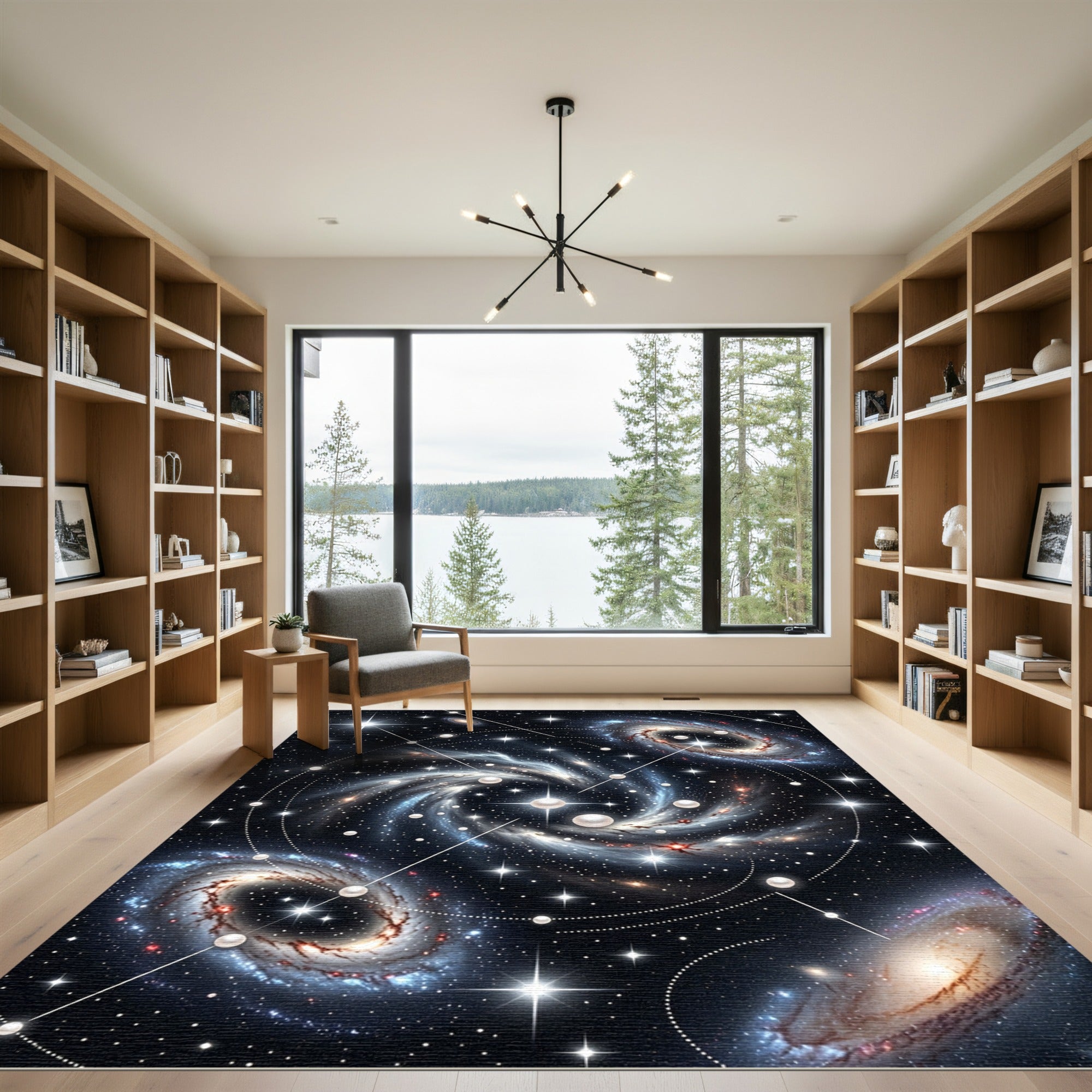 Celestial Spiral Galaxy Pearl Constellation Rug