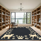 Cream Cat and Paw Illustration Rug