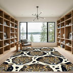 Bold Leopard Faces Cream Ground Rug