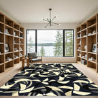 Modern Monochrome Abstract Spinning Fan Rug