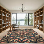 Ornate Compass Rose Floral Brocade Rug