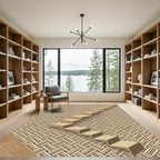 Geometric Brown Beige Basketweave Rug