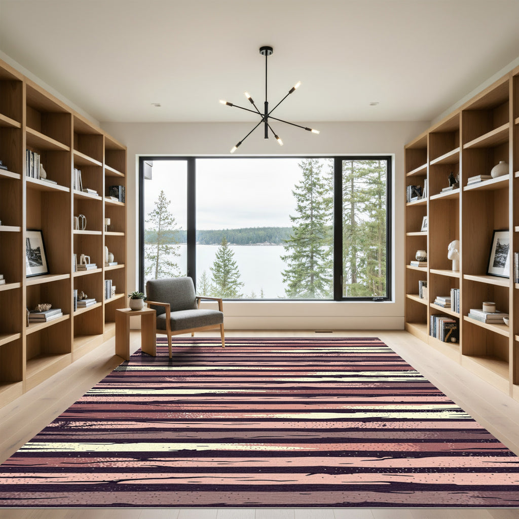 Rose Gold Earthy Horizontal Stripe Rug