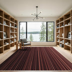 Deep Red Vertical Stripe Rug
