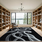 Minimalist Monochrome Abstract Smoke Swirl Rug