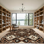 Rich Brown Geometric Interlocking Lattice Rug