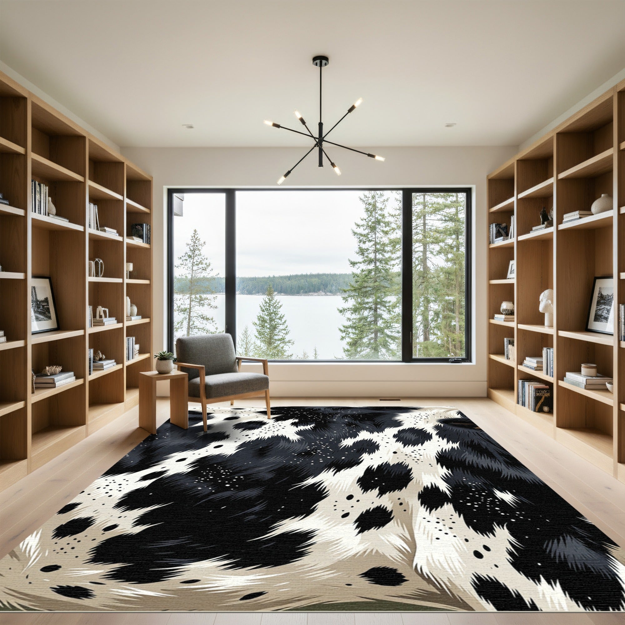 Monochromatic Abstract Cowhide Inspired Rug