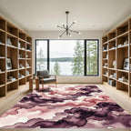 Crimson Plum Swirl Watercolor Waves Rug