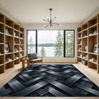 Dark Gray Woven Intersecting Bands Rug