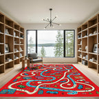 Playful Red City Car Maze Rug
