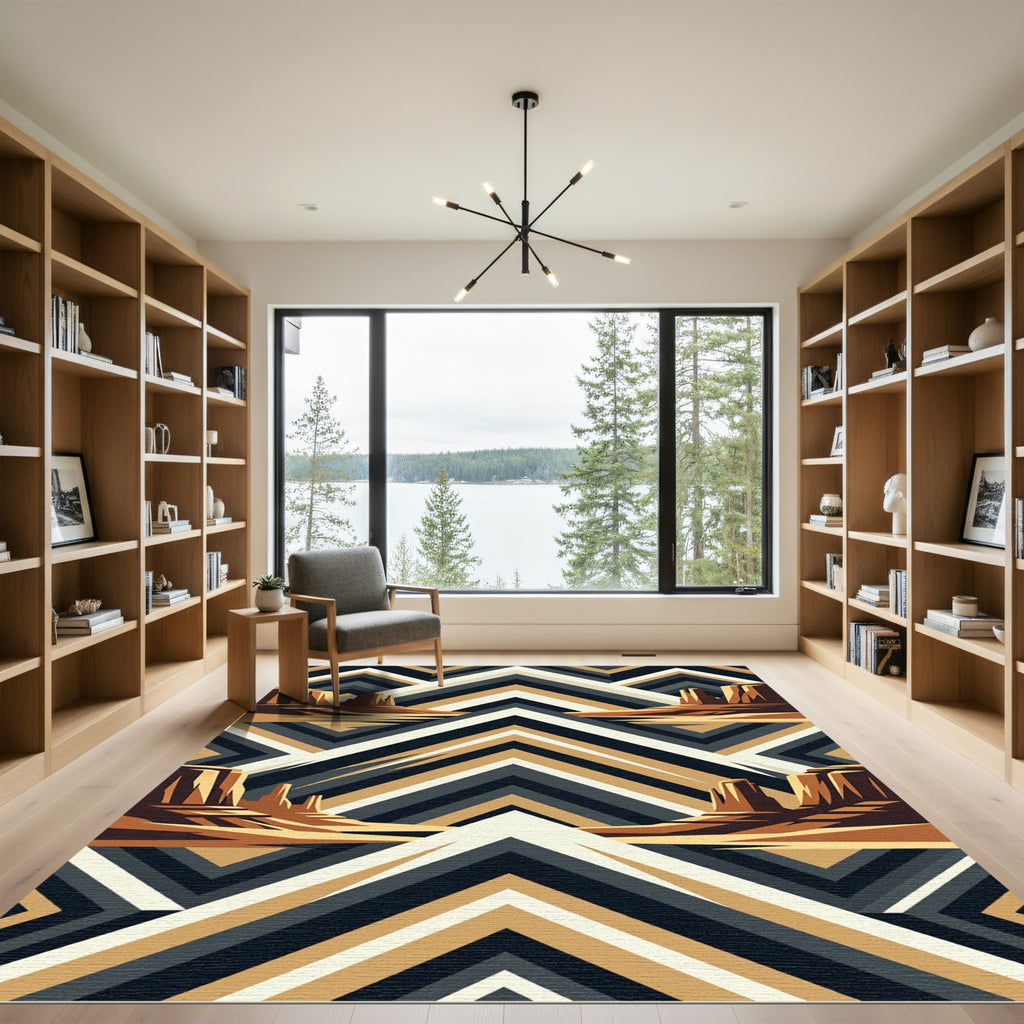 Desert Mesa Geometric Ochre Charcoal Rug