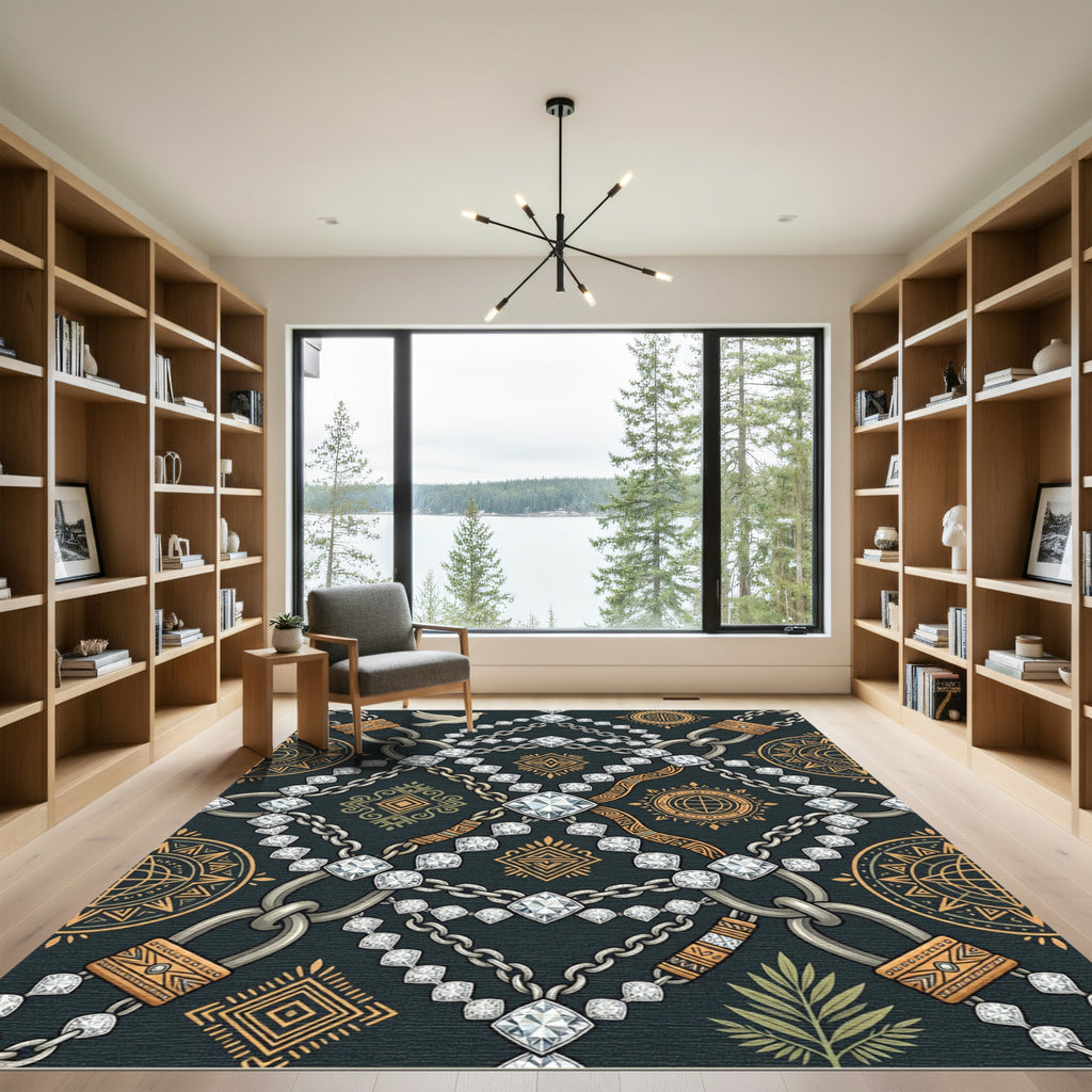 Bijou Chain Geometric Sunburst Rug