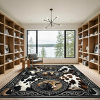 Rustic Western Bull Portrait Frame Rug