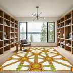 Golden Geometric Chain Linked Star Medallion Rug