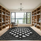 Ornate Black Intersecting Lattice Rug