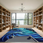 Vibrant Blue Nautical Swirls Rug