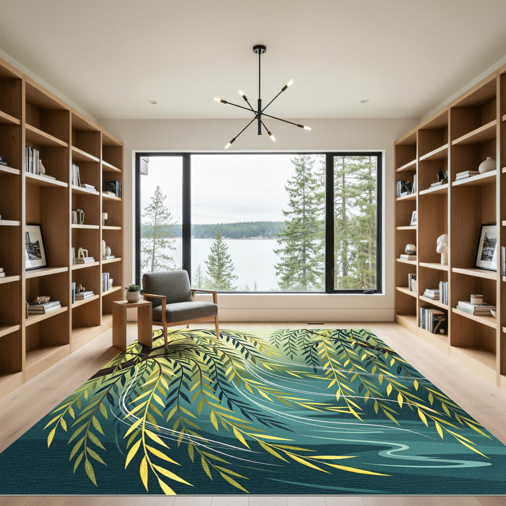 Weeping Willow Branch Serene Water Rug