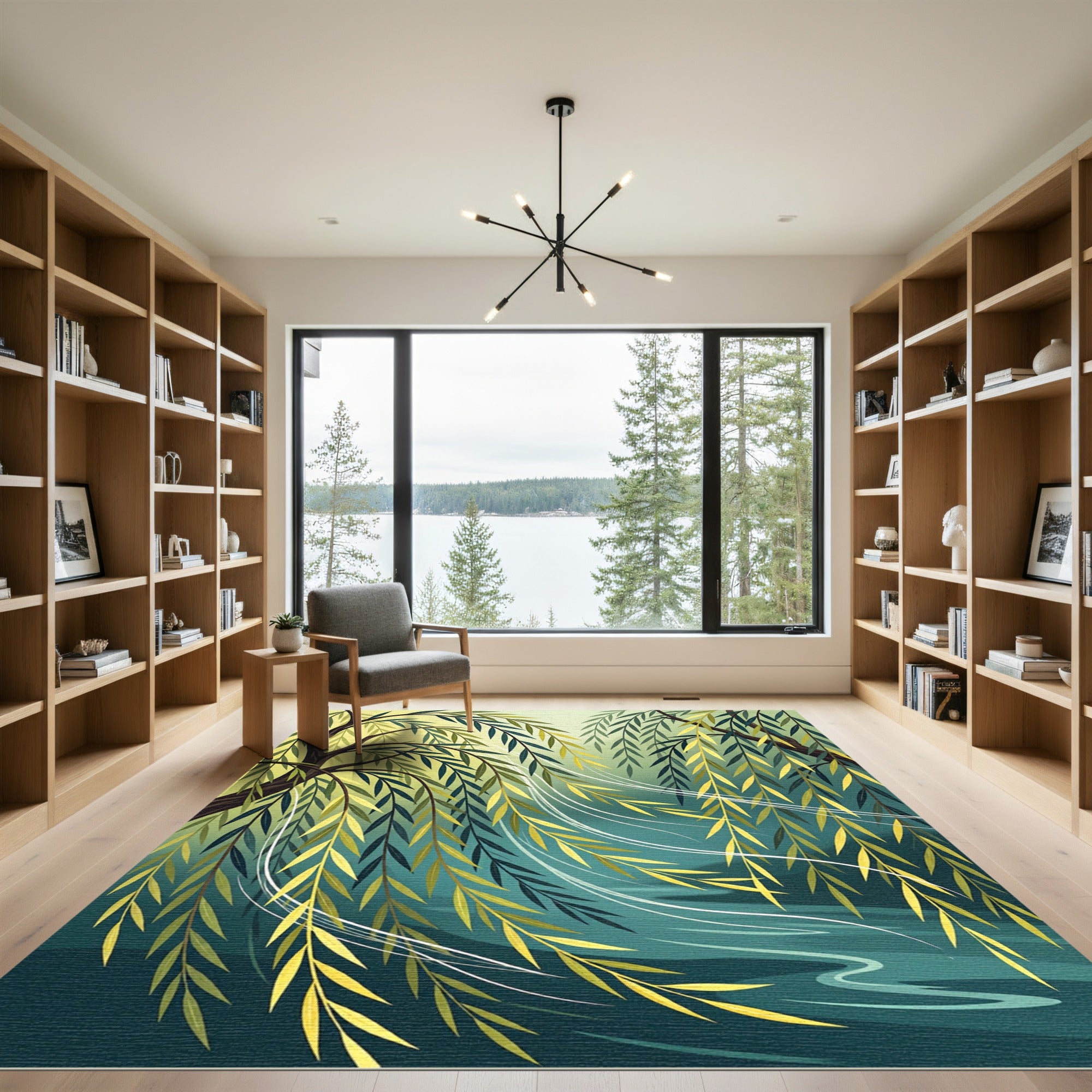 Weeping Willow Branch Serene Water Rug