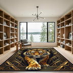 Majestic Tiger Gold Art Deco Frame Rug