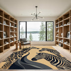 Elegant Safari Giraffe and Zebra Illustration Rug