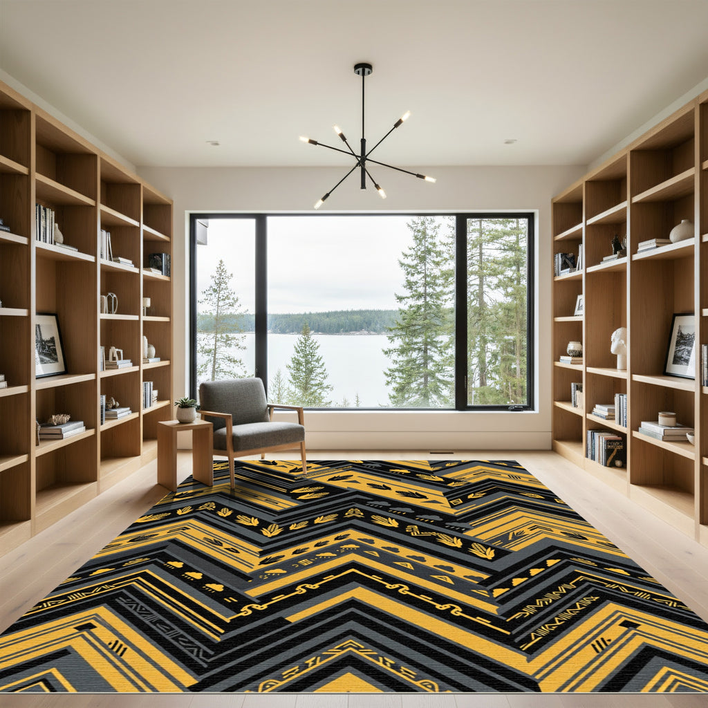 Yellow Corn and Cloud Zigzag Arrows Rug