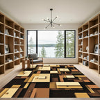 Abstract Earthy Tone Geometric Composition Rug
